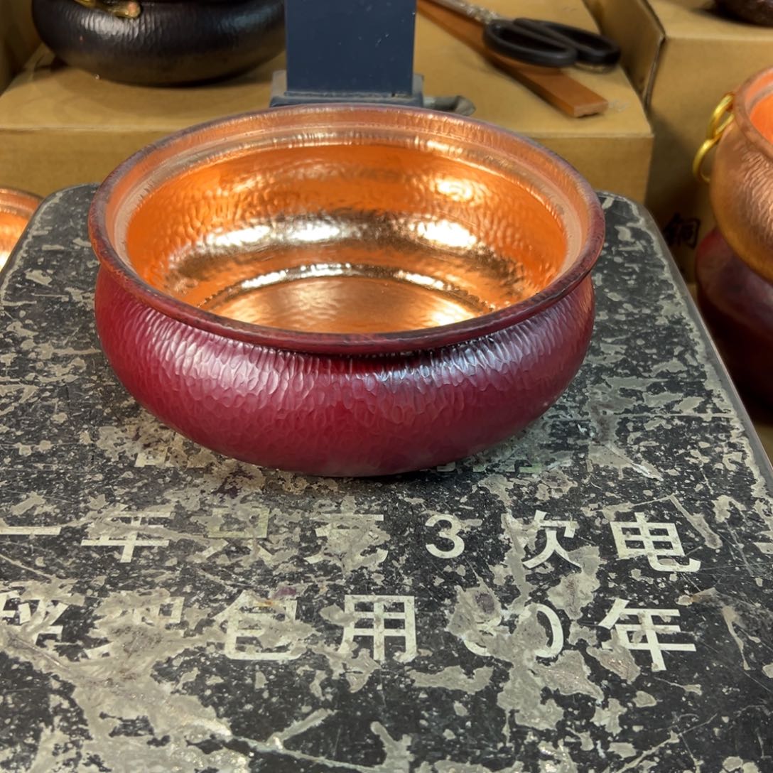 紫铜20cm淬火茶洗。 