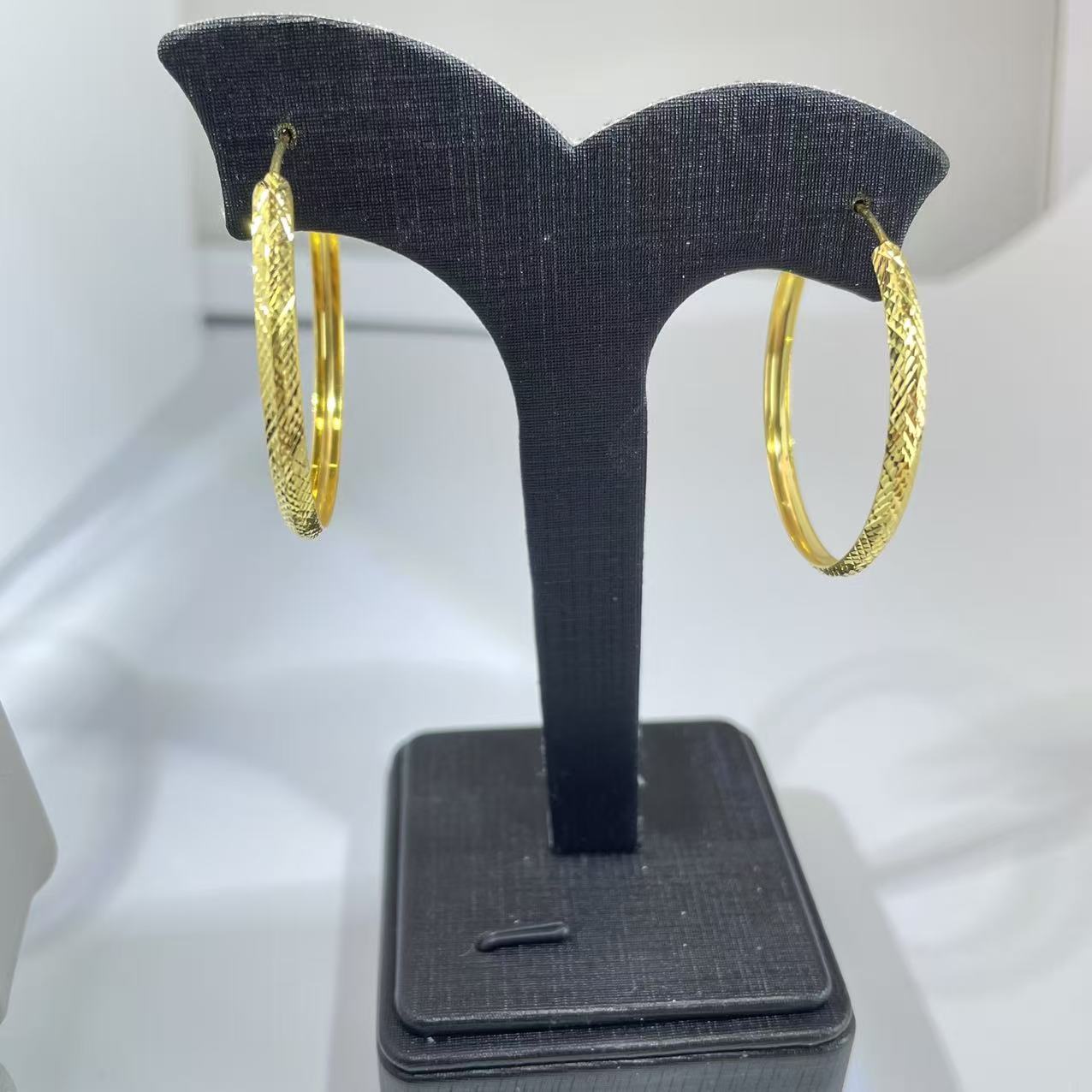 5G黄金足金999闪耀车花耳环简约百搭 21005