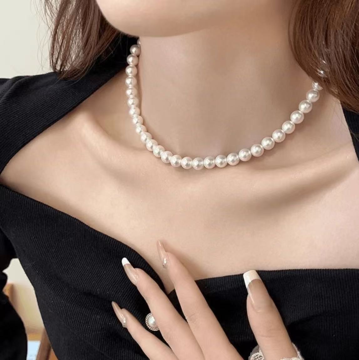 【冰哥推荐】天然珍珠项链设计款百搭  7mm左右   多样性发一条