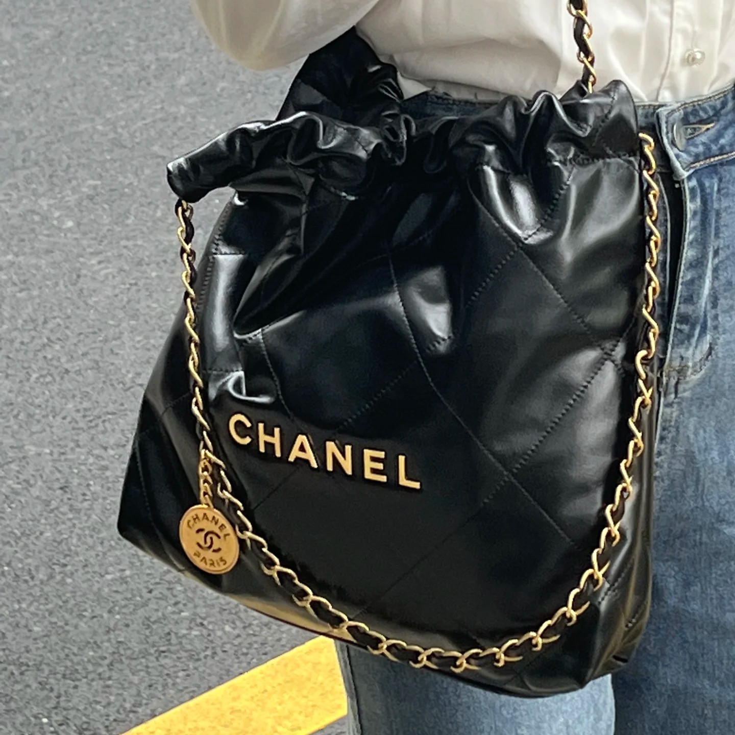 99新 Chanel/香奈儿 22bag小号黑金7852 LHTE