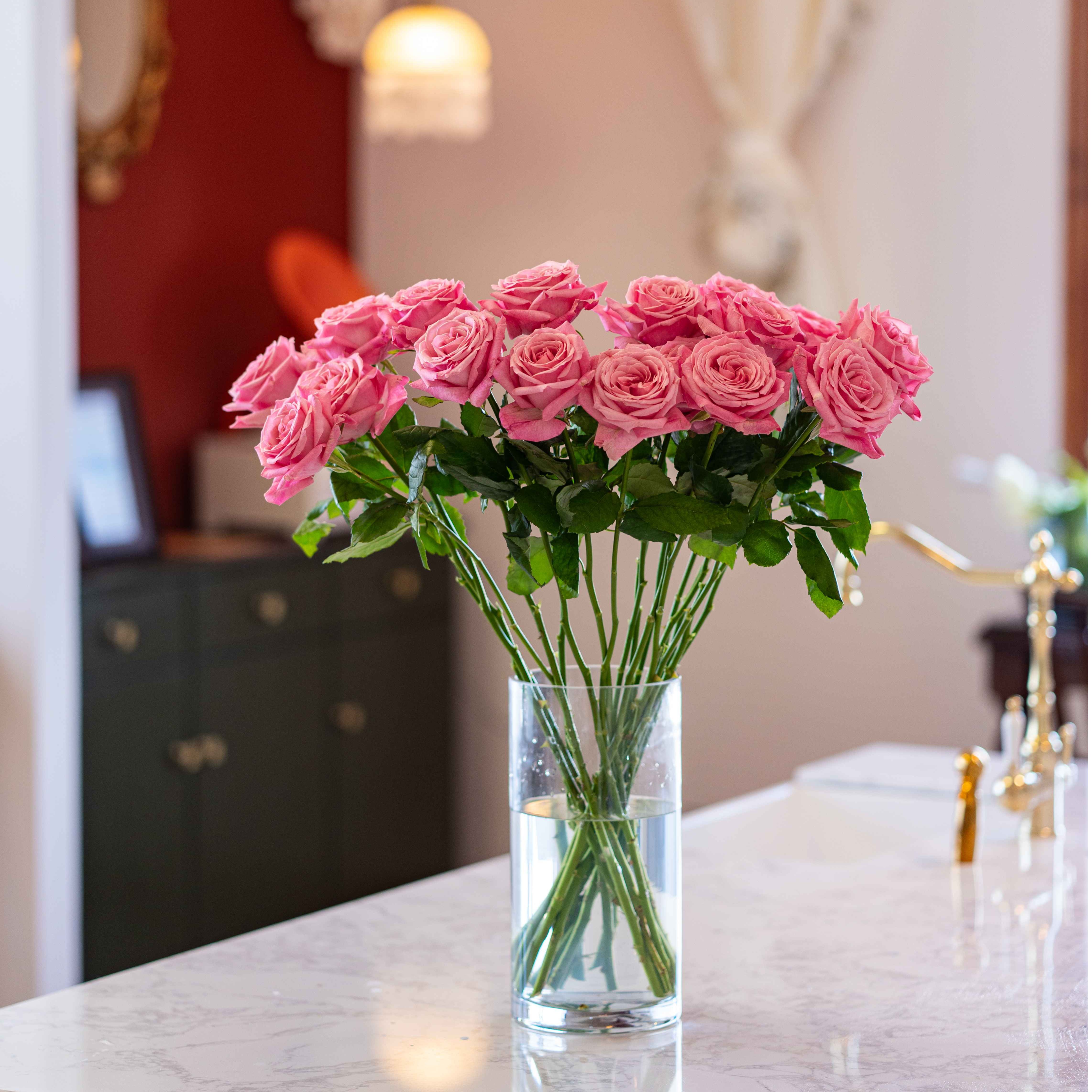 【直筒玻璃花瓶】家庭插花花艺花束用花养护好养装饰实拍现代