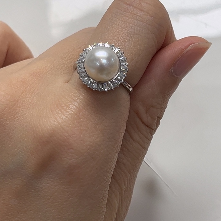 海水珍珠银S925镶嵌戒指AK 9-10mm 79号