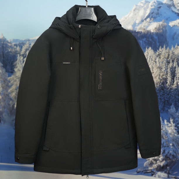 多口袋保暖男士加厚鸭绒连帽防风休闲羽绒服26年新款