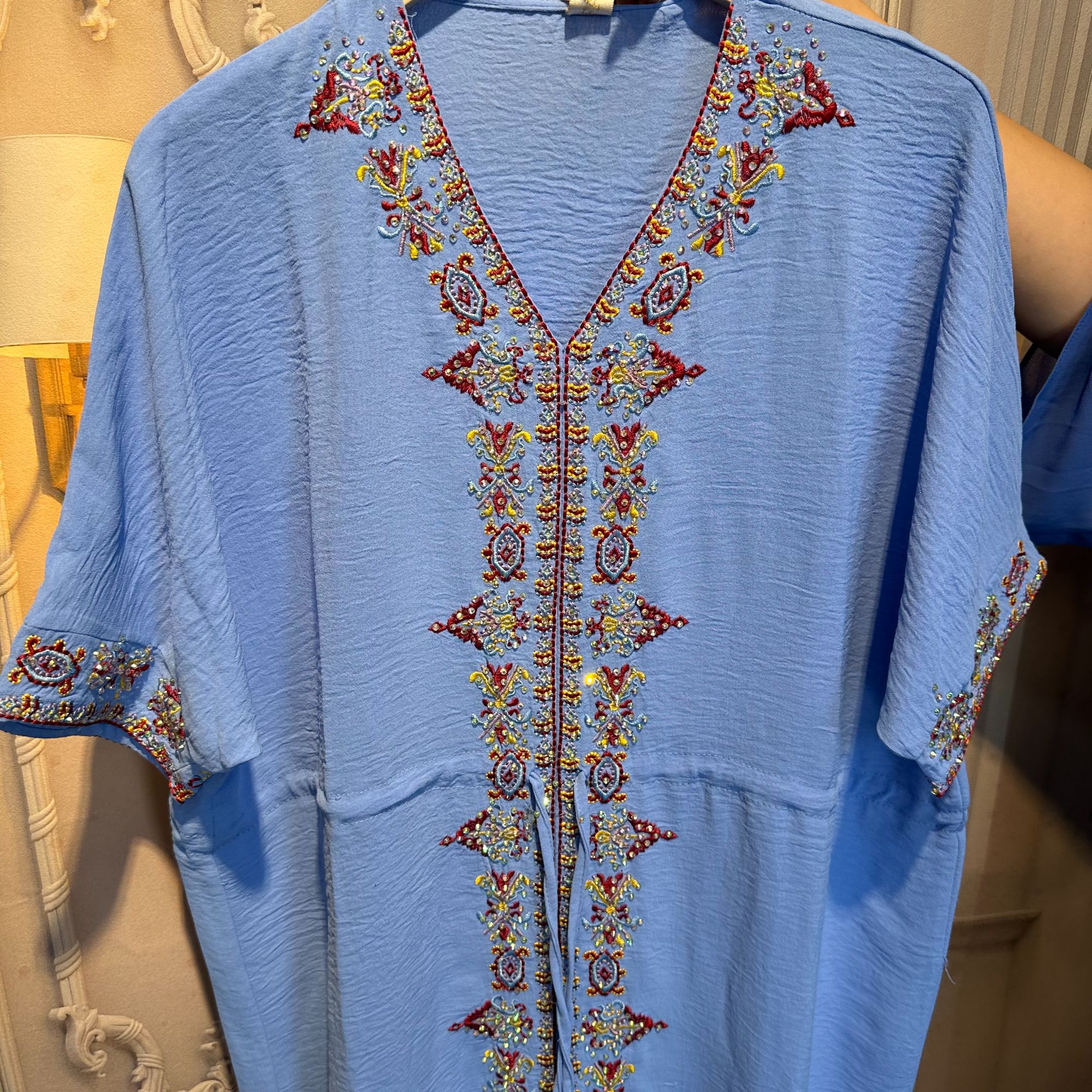 娜孜妮大码辣妈时尚女装 | 仙女款亚麻烫钻公主裙