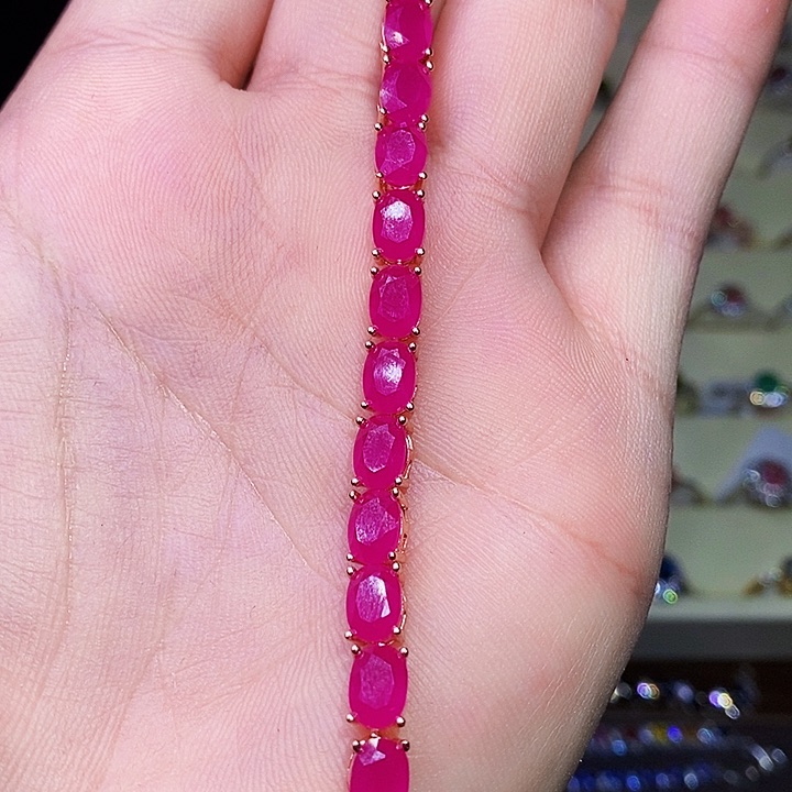 红宝石手链银S925镶嵌我****克11111