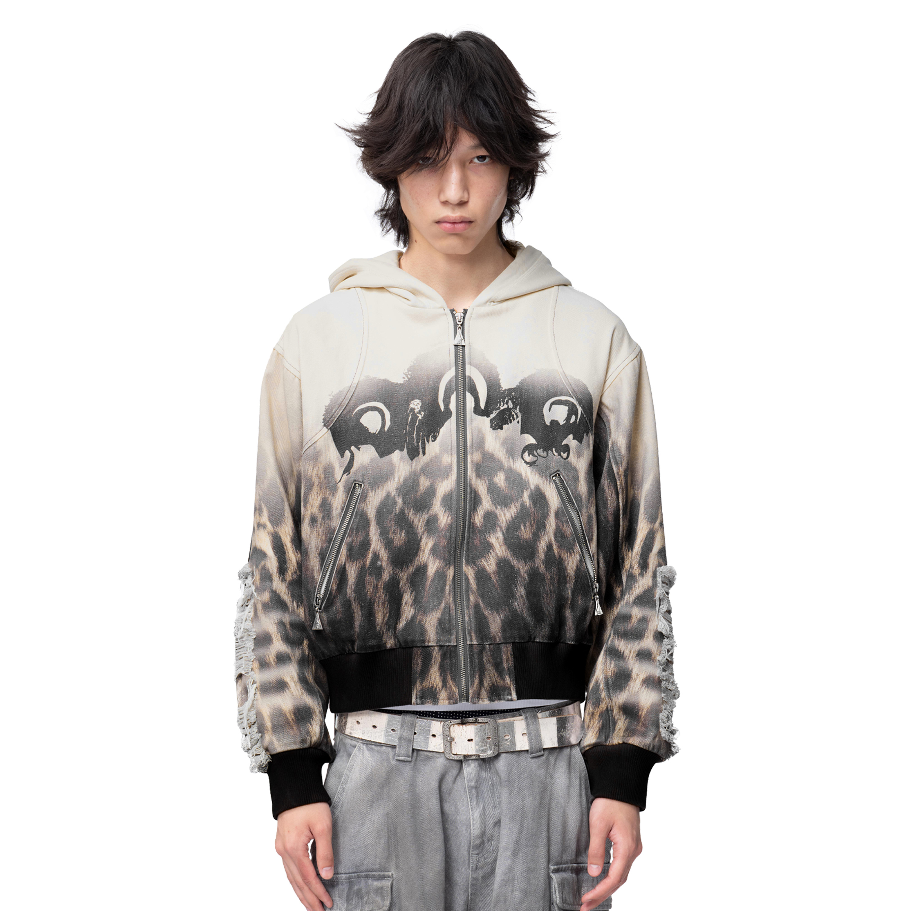 TBHNP 教徒皮毛印花拼接夹克 