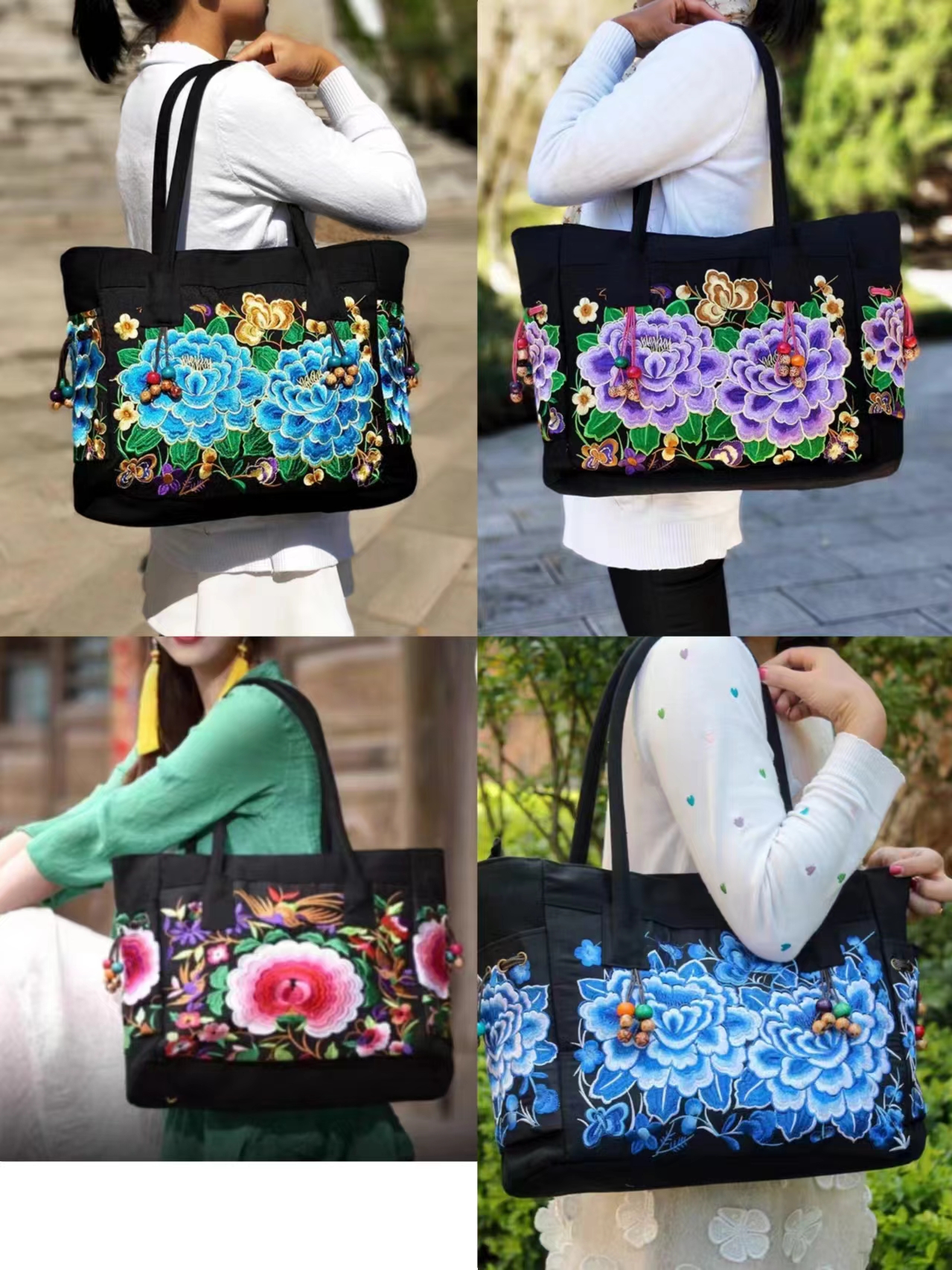 大包牡丹花单肩挎女士民族风