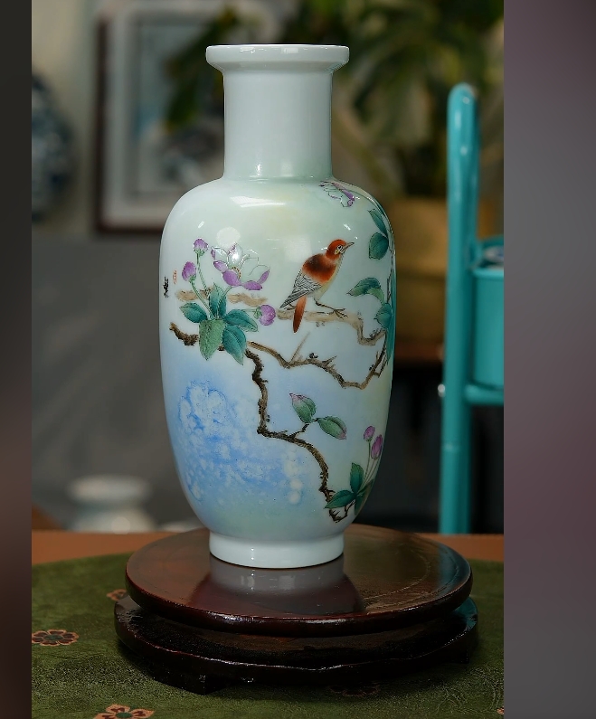 景德镇国企好瓷推荐海棠花繁花似锦赏瓶119