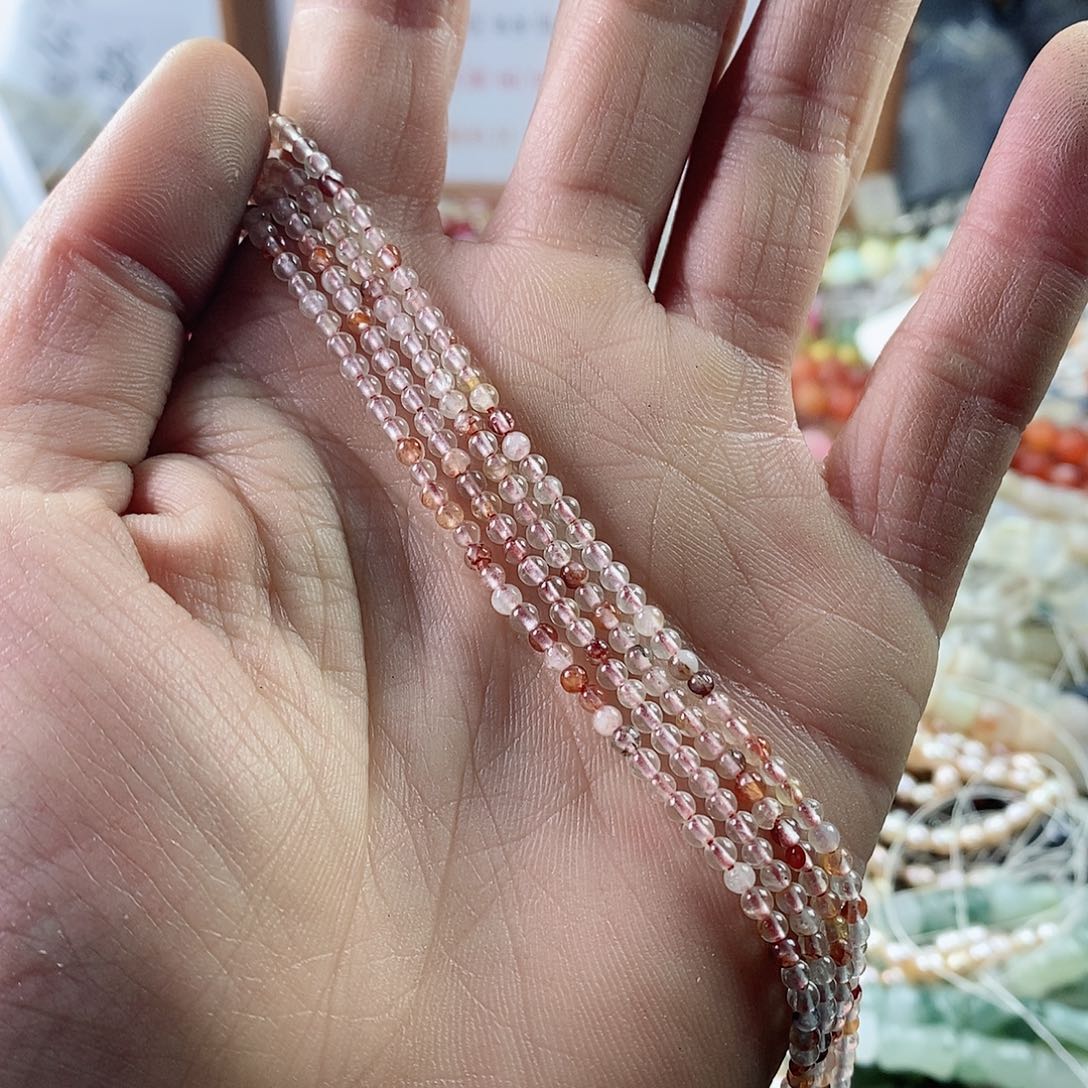 玛瑙/玉髓珠宝半成品未镶嵌一条天然2.4红胶花水晶A359