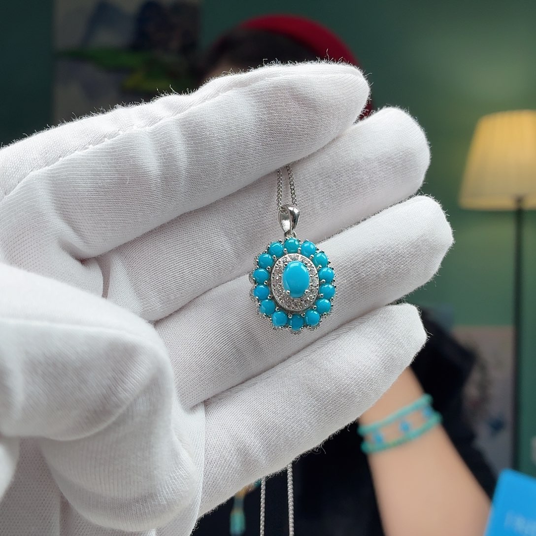 绿松石银S925镶嵌珠宝奇石