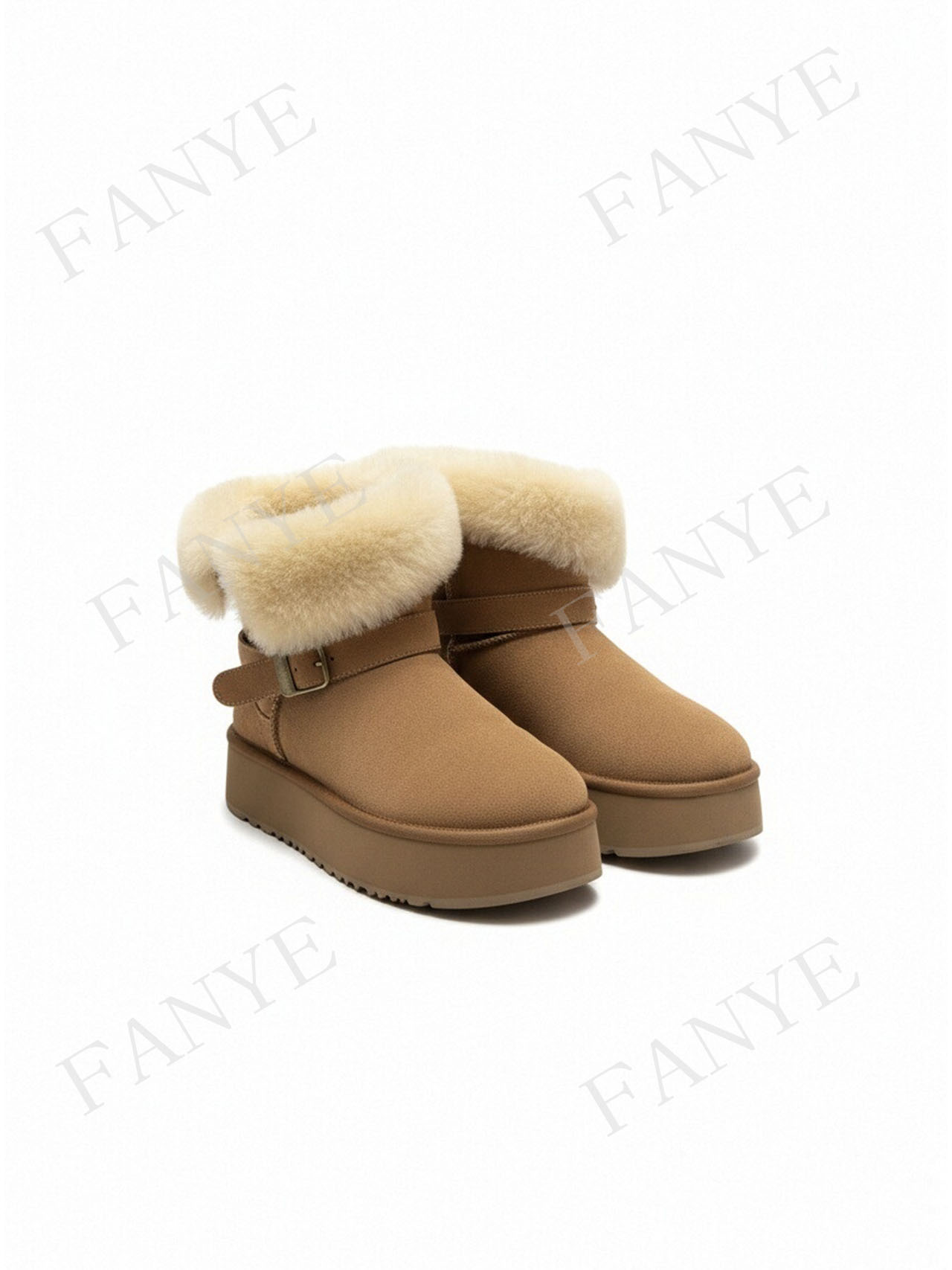 FANYE 2025冬季新款设计感百搭翻毛厚底雪地靴805-15