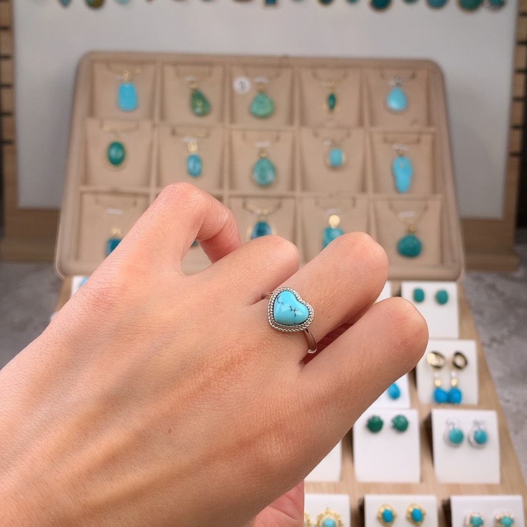 绿松石银S925镶嵌戒指