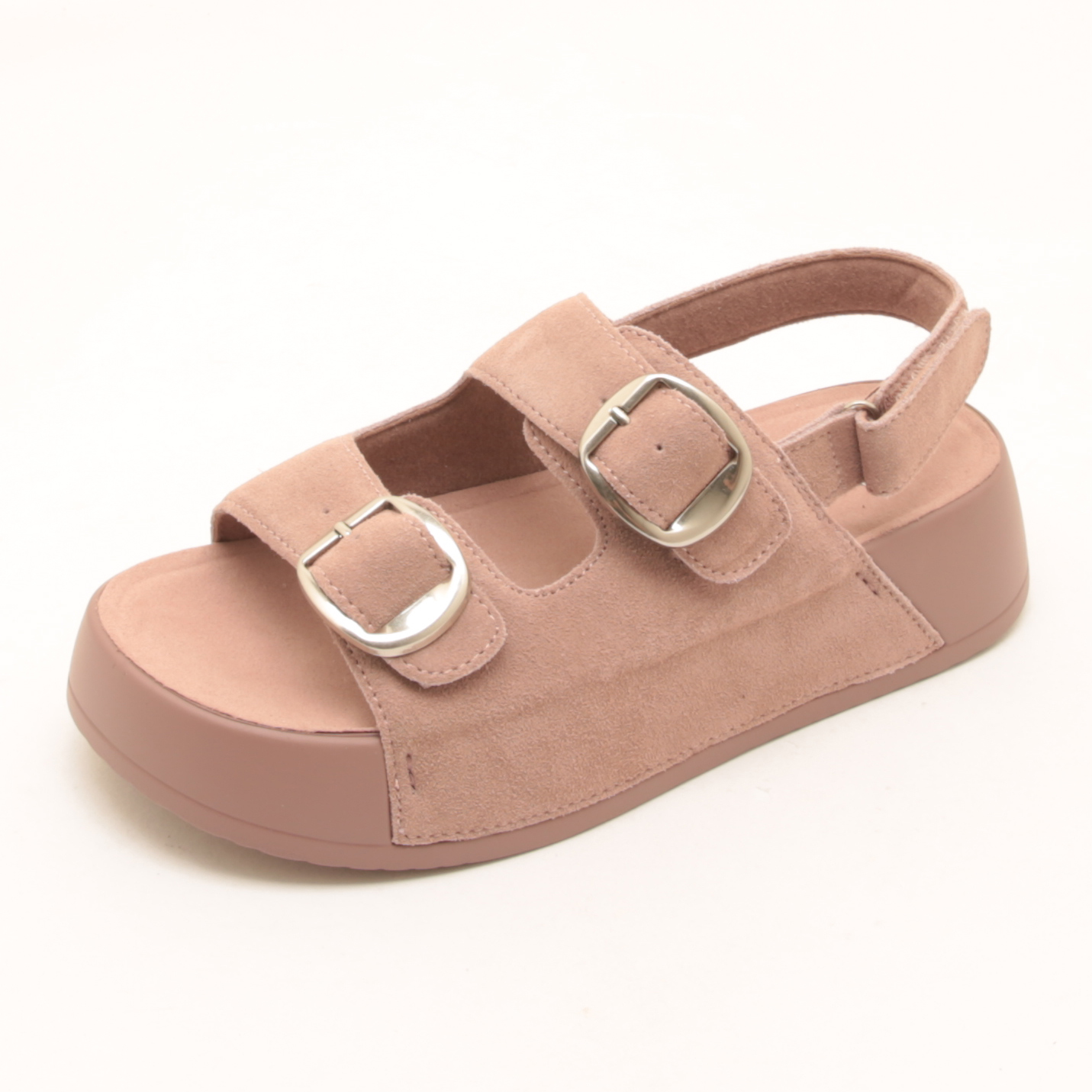 7041夏季新款磨砂真皮魔术贴凉鞋女轻便厚底时尚休闲百搭沙滩鞋