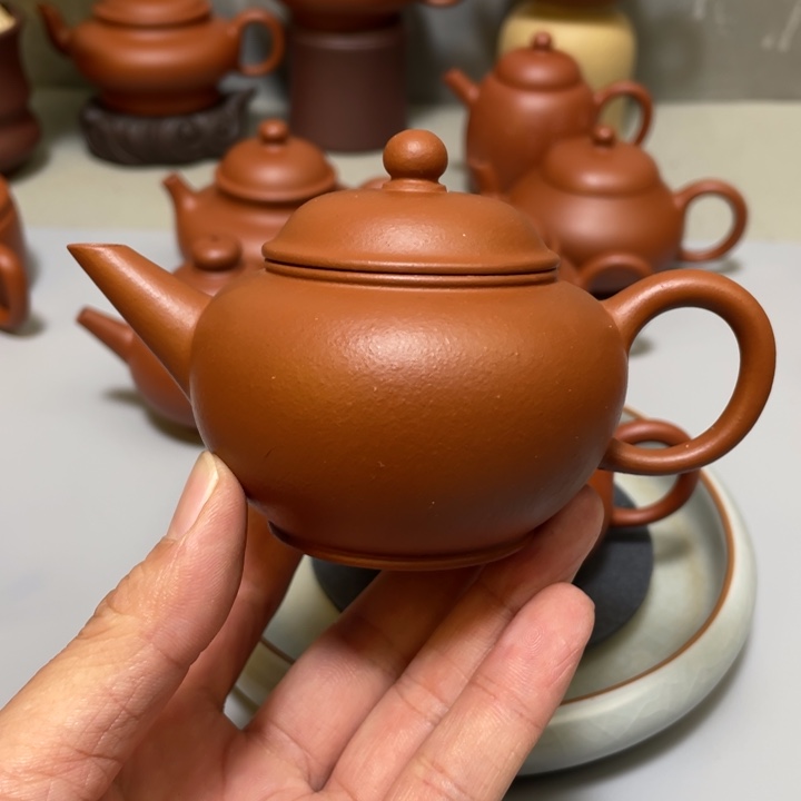 紫砂茶壶生砂生料朱泥水平壶