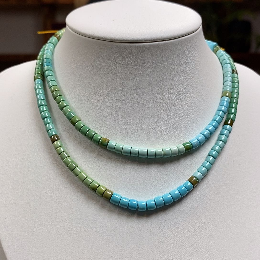 绿松石A2炫彩直切108卡4+未镶嵌