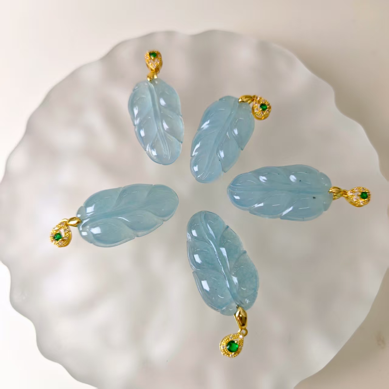 海水蓝叶子吊坠-y2160-赠链-合金