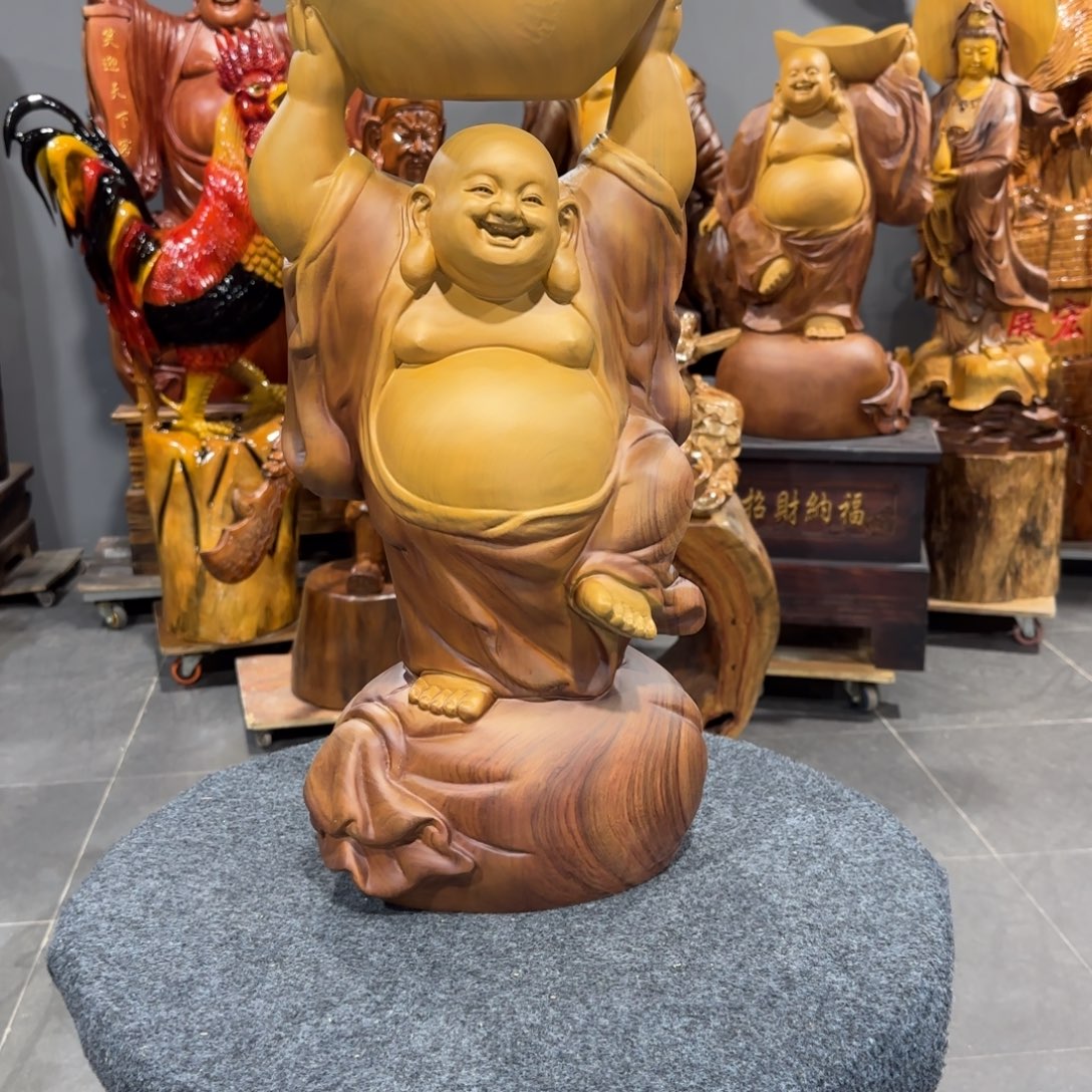 宿***命木香樟木实木雕刻弥勒佛
