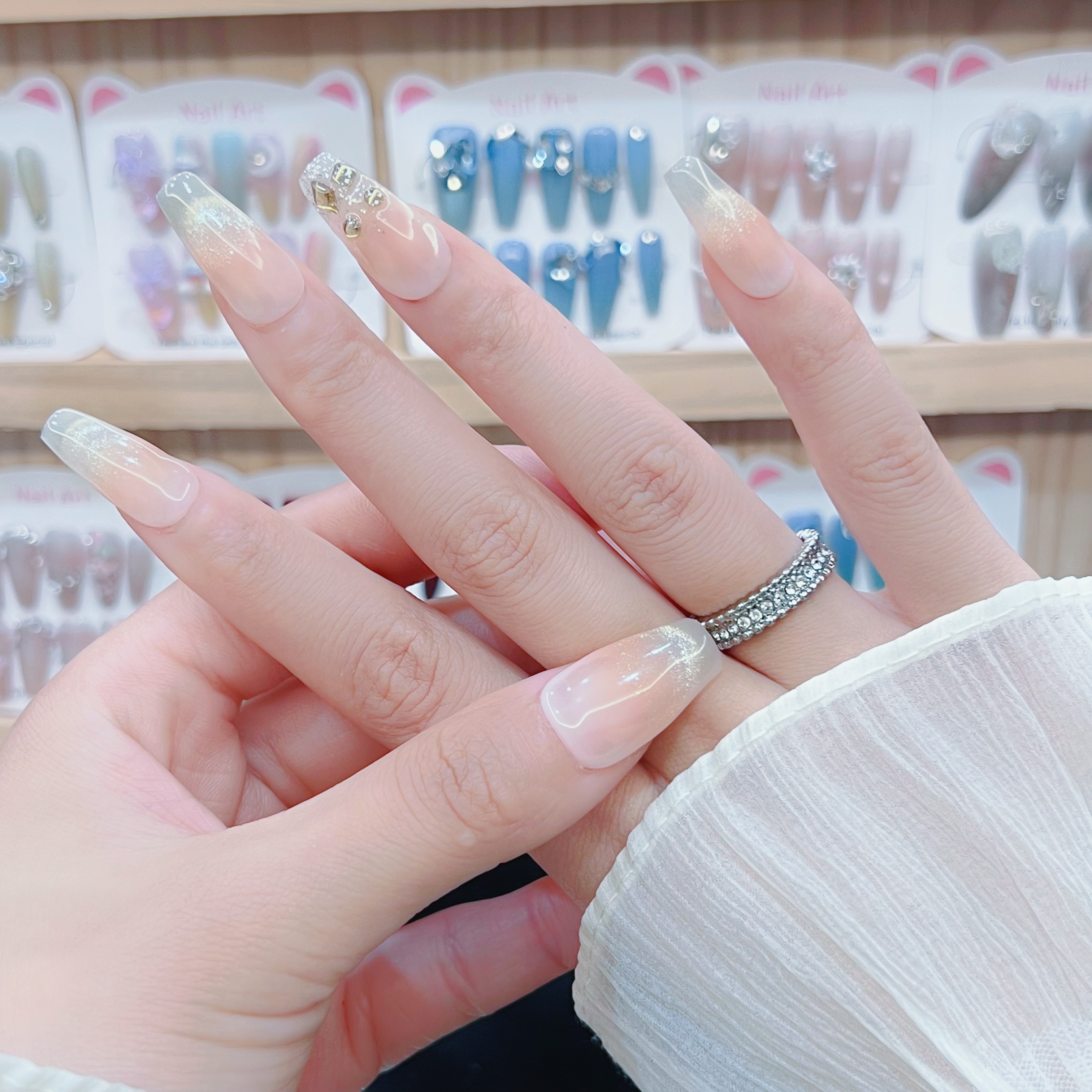 【月光星河】纯手工穿戴甲绵密猫眼秋冬简约时尚甲片