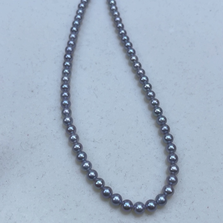 淡水珍珠颈饰银S925镶嵌4m炫彩极光灰捡漏