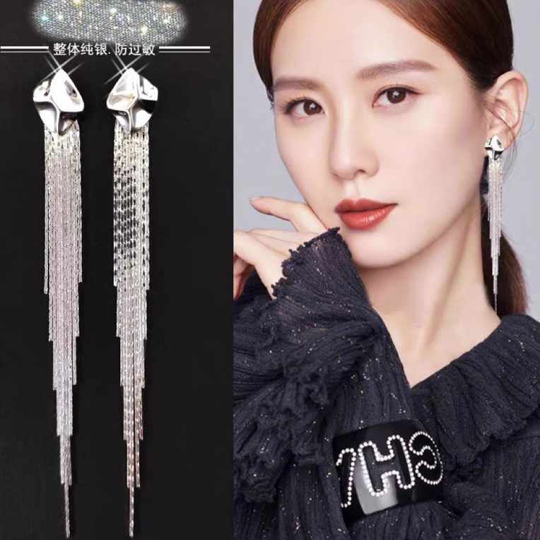 925银耳饰 《七牌银楼》纯银气质轻奢百搭简约长款超仙耳坠