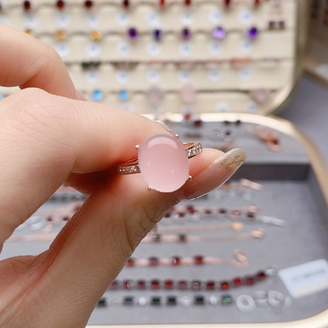 芙蓉石戒指银S925镶嵌戒指