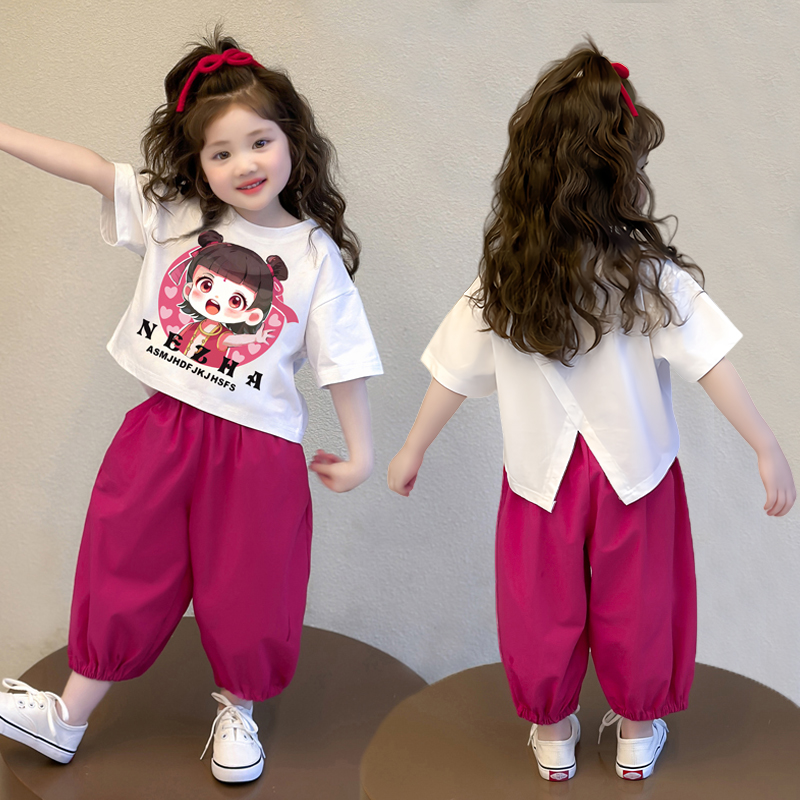 哪咤儿童服装女童短袖套装夏装2025新款女孩夏季哪吒衣服两件套夏