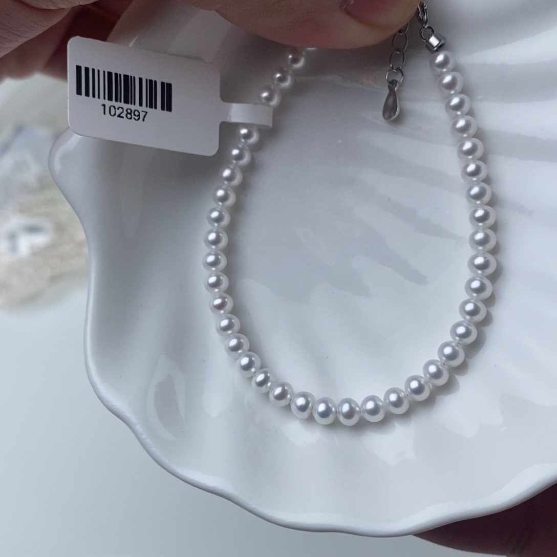 项链银S925镶嵌淡水珍珠102897