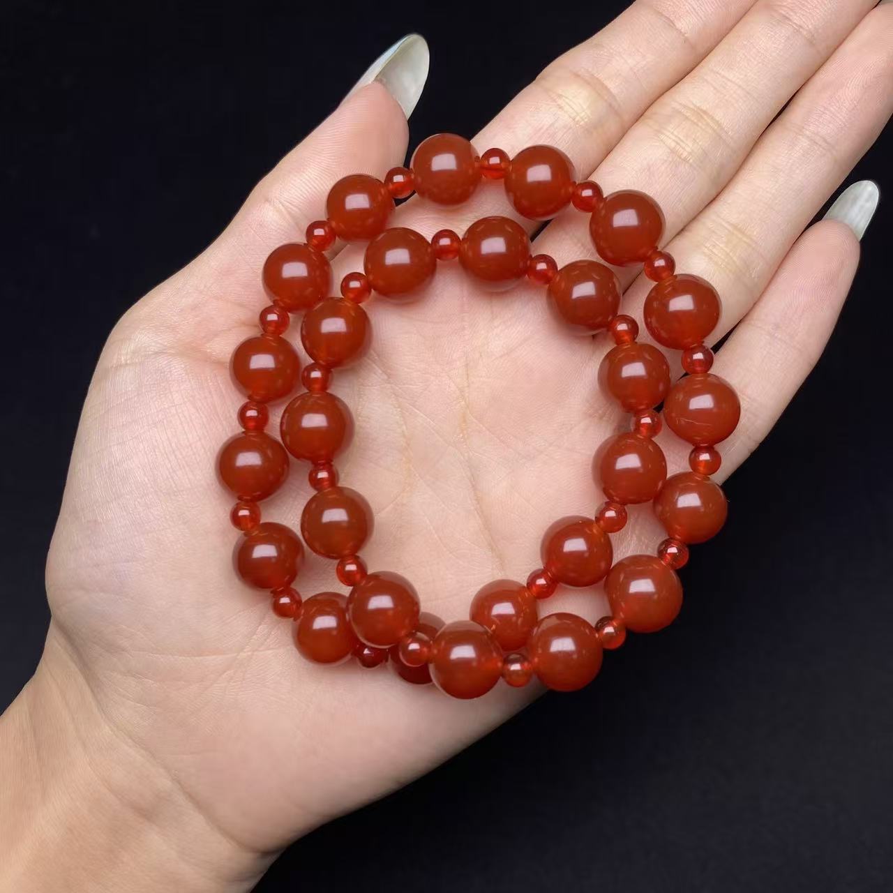 天然红玛瑙双圈手串10mm(露思 许妍同款）