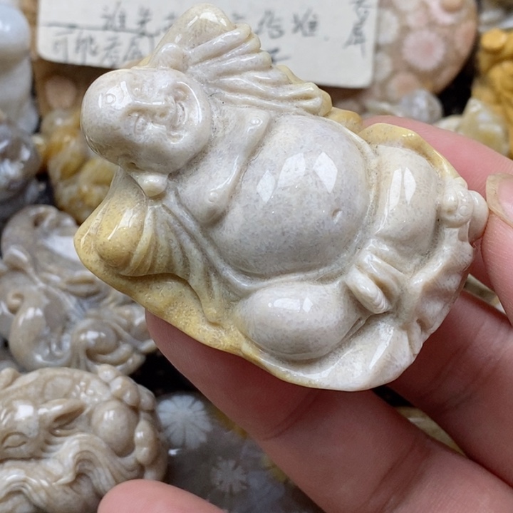 颈饰未镶嵌硅化珊瑚（珊瑚玉）