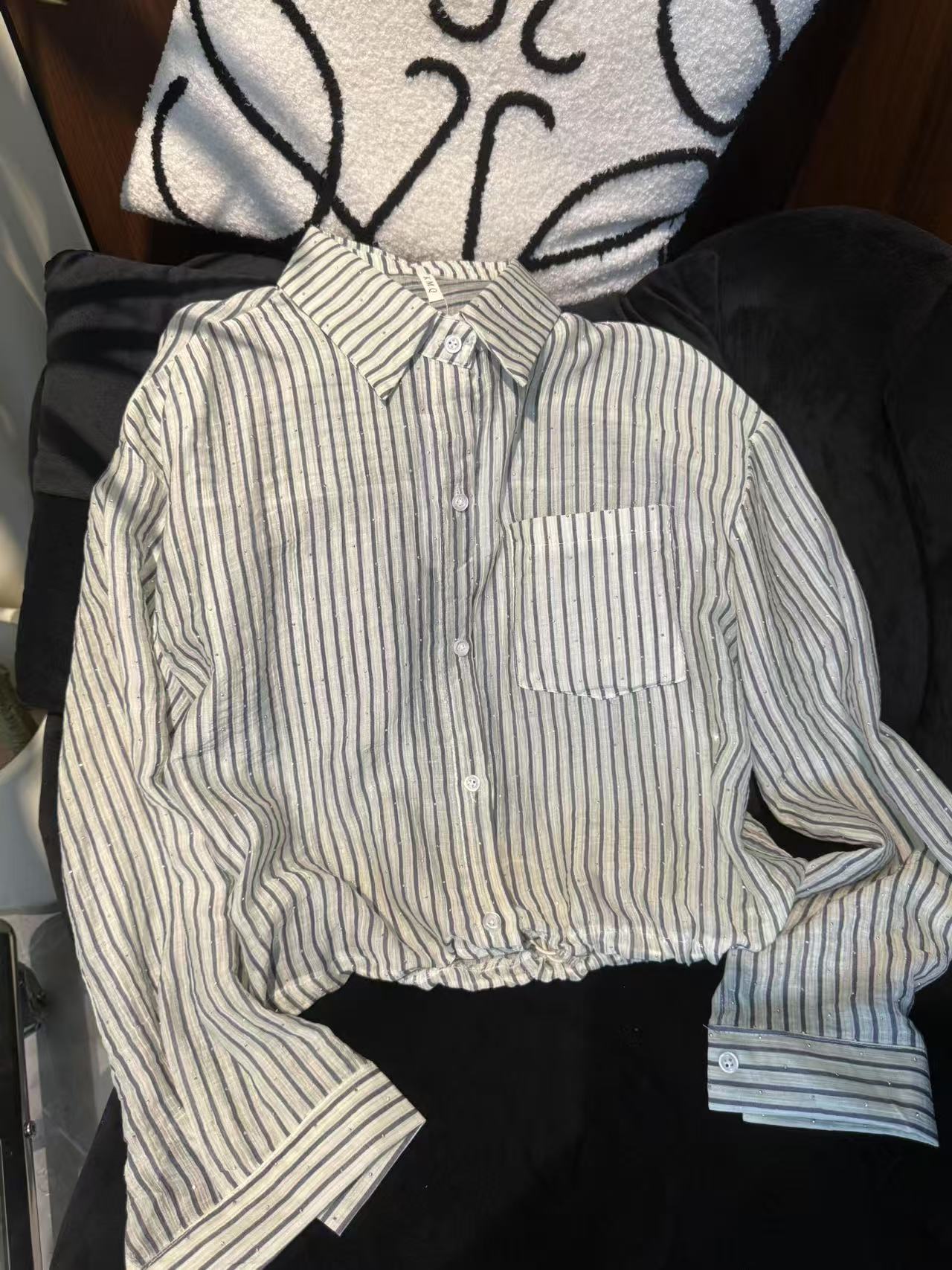 时尚条纹衬衫女2025夏季新款显瘦百搭休闲衬衣