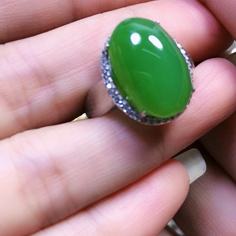 和田玉银S925镶嵌戒指