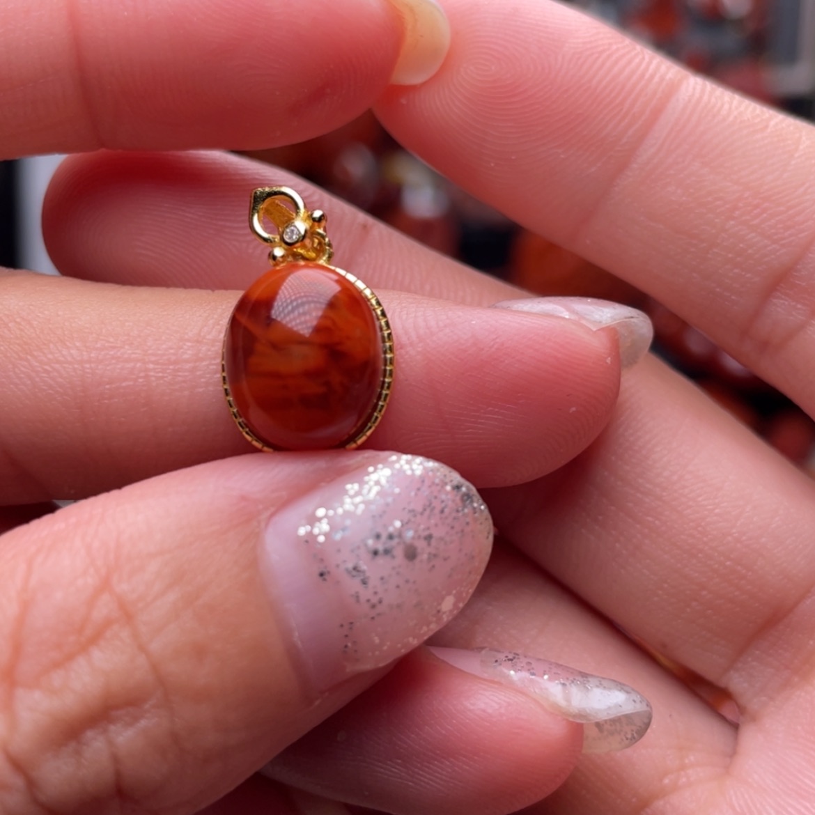 【闪购商品】南红玛瑙蛋面吊坠银S925镶嵌