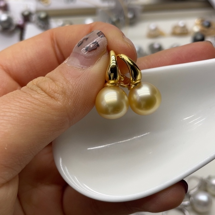 海水珍珠耳饰银S925镶嵌