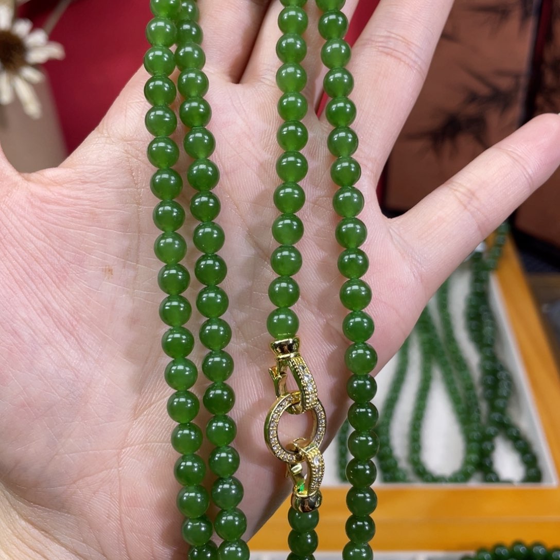 和田玉（碧玉）颈饰未镶嵌真***闹6mm