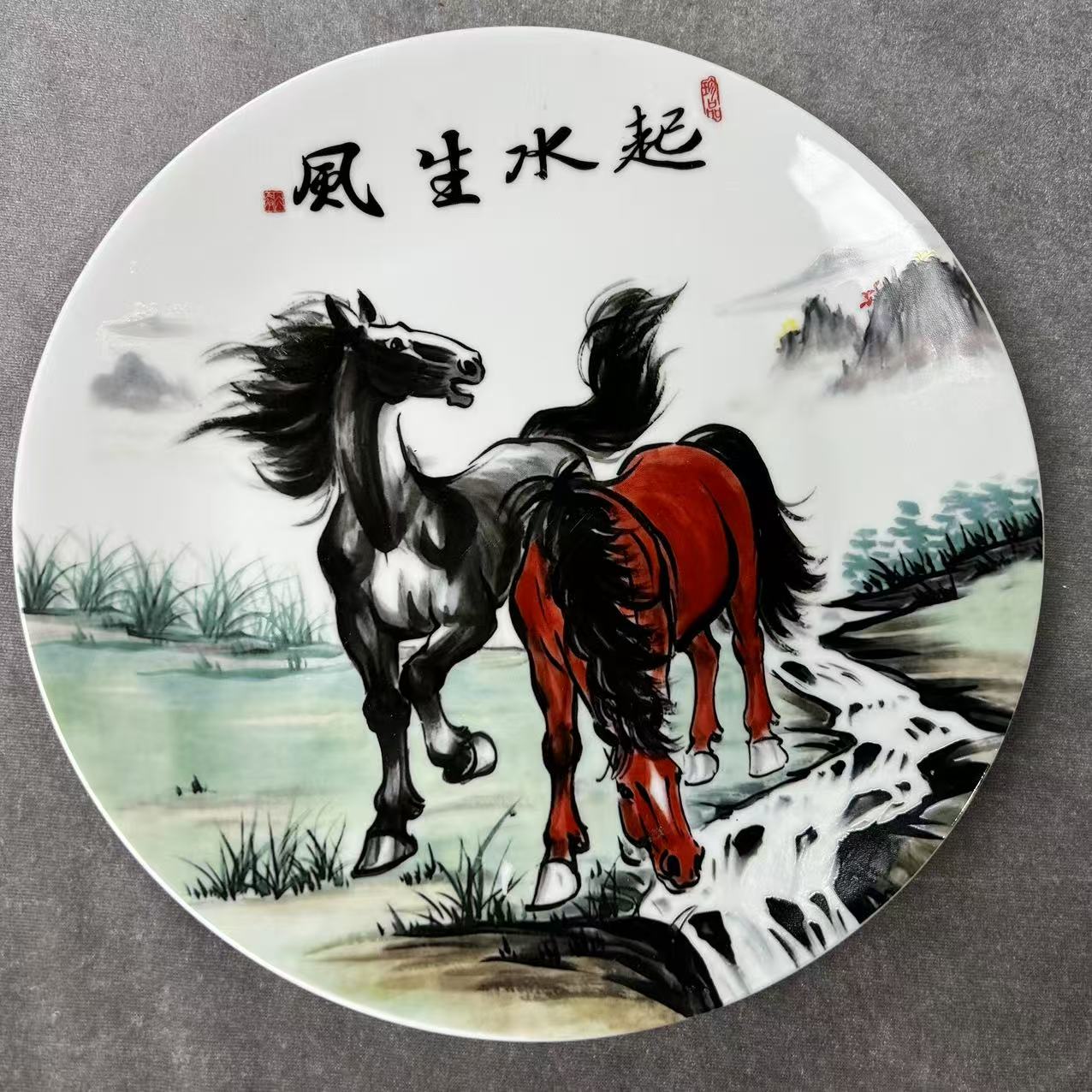 KK00006/双马瓷赏盘摆件