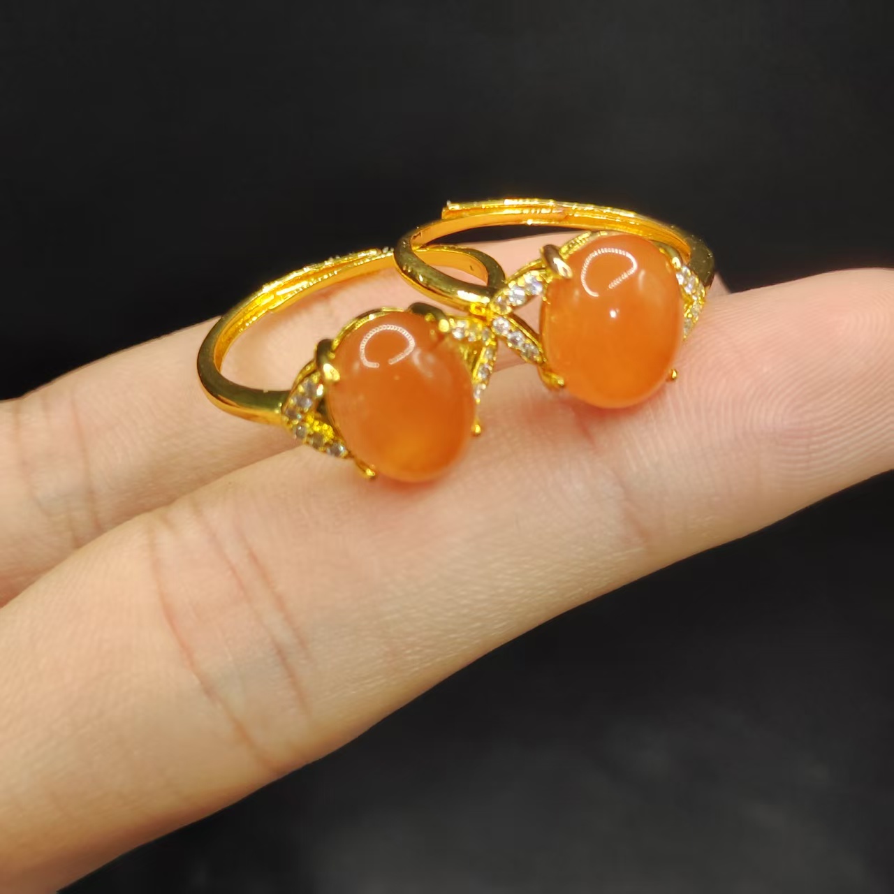 【龙龙严选】南红樱桃红蛋面戒指X9【多样性发其一】约10-8mm