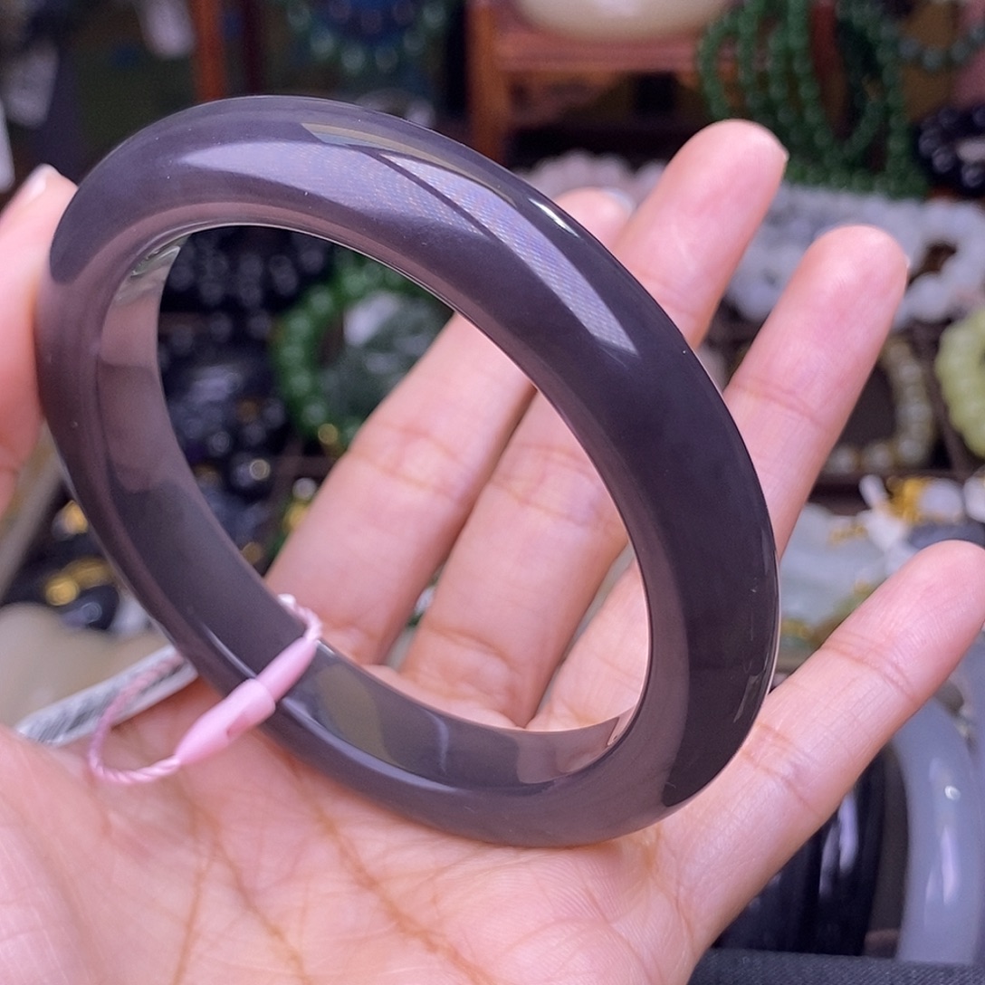 和田玉未镶嵌颈饰57 浓烟紫脂膏级手镯天花板板冰底