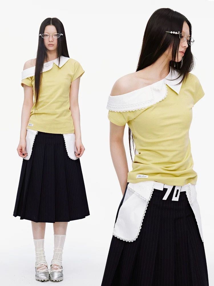 【直播间清仓款 No退No换】JIKOO【蕾丝领】可露丽短袖T恤