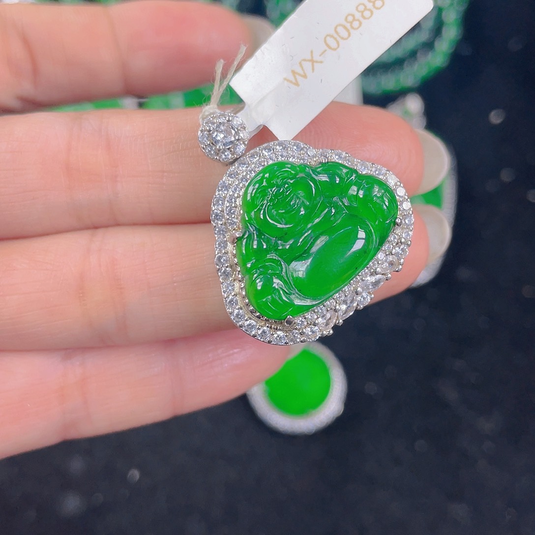 翡翠吊坠(不含链)银S925镶嵌