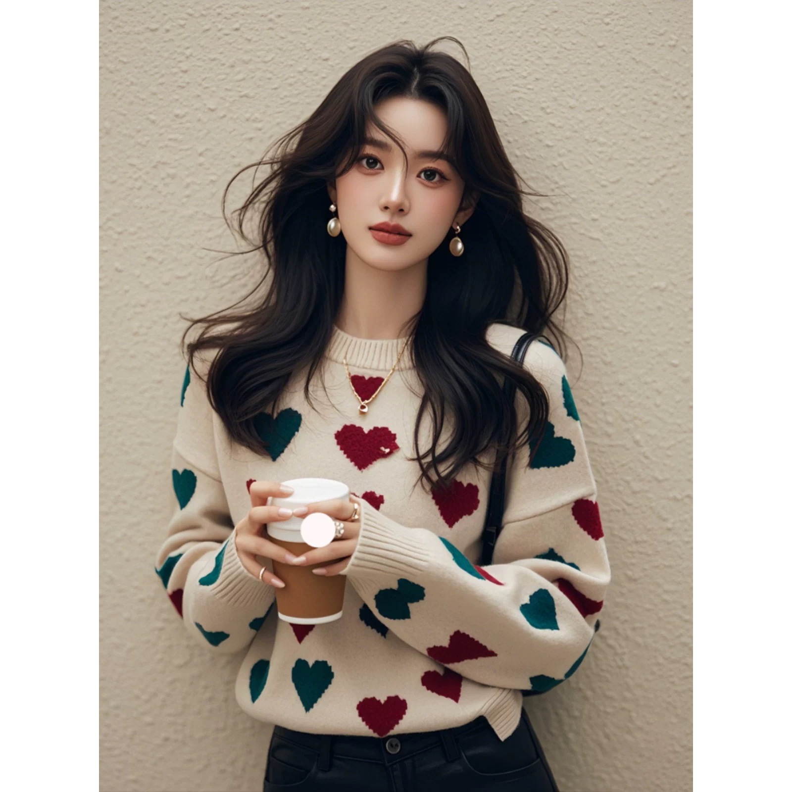 秋冬装新款毛衣女小个子短款外穿爱心软糯内搭显瘦加厚针织衫潮