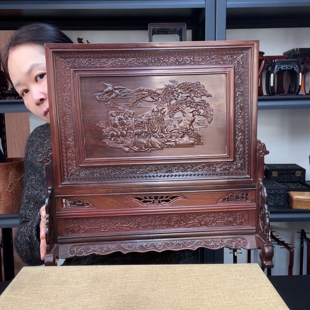 木红木屏风工艺品