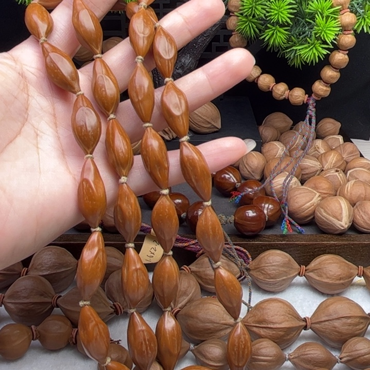 言***语橄榄核手串/手链1.1*2.5柳叶铁核脖挂32颗