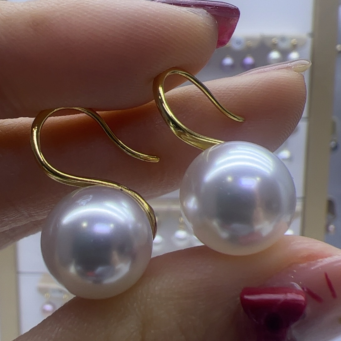 淡水珍珠耳饰18K金镶嵌