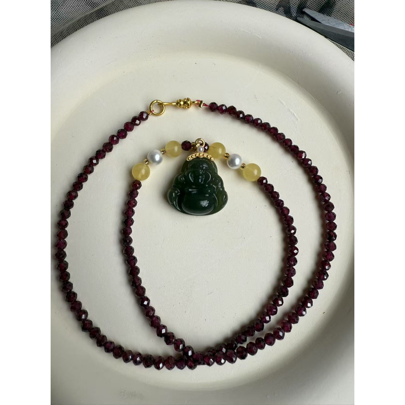 B132天然高品质石榴石紫牙乌卡3＋mm小米珠项链 女神链 精美百搭款