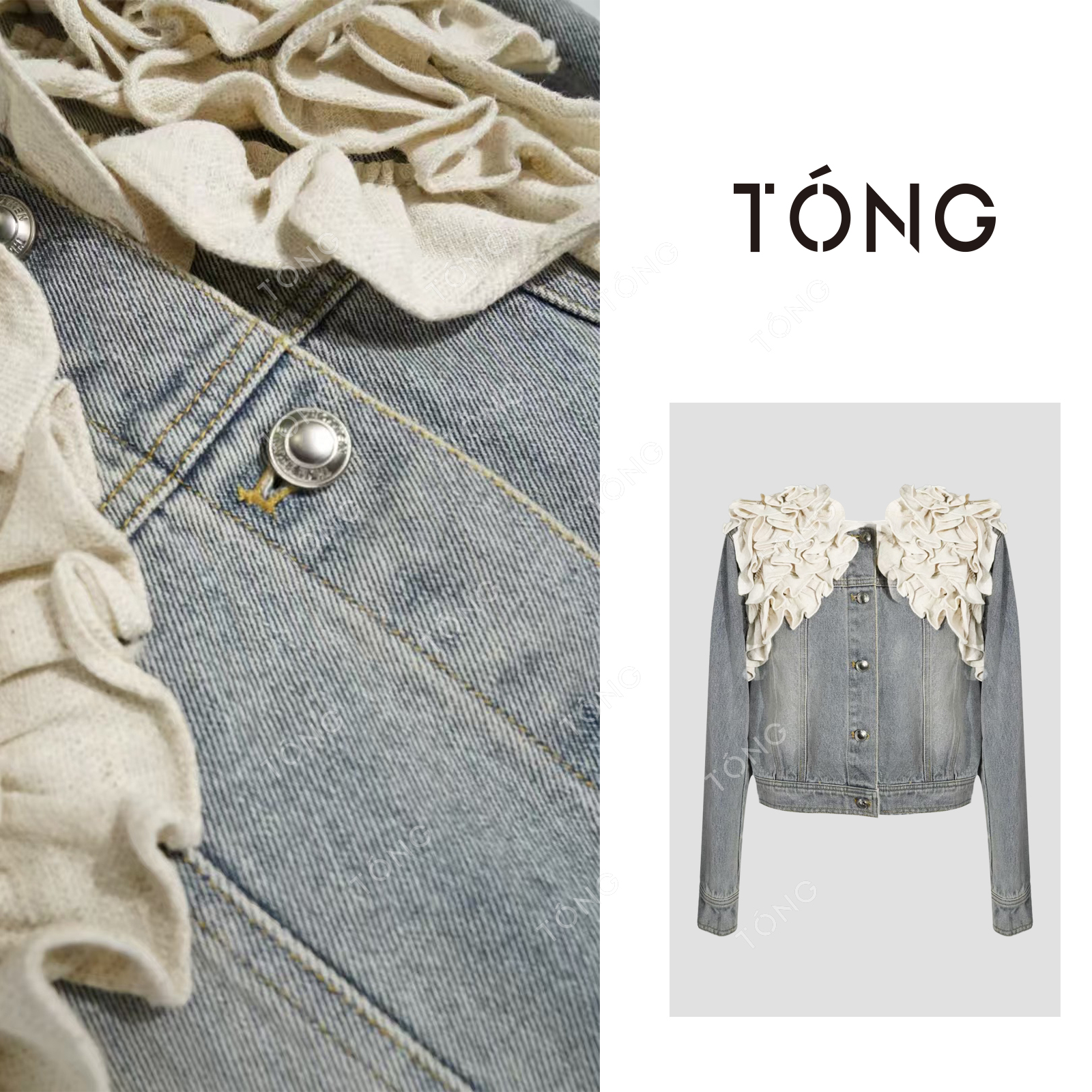 【青瓷盏】新款春季百搭拼接牛仔外套 YW059