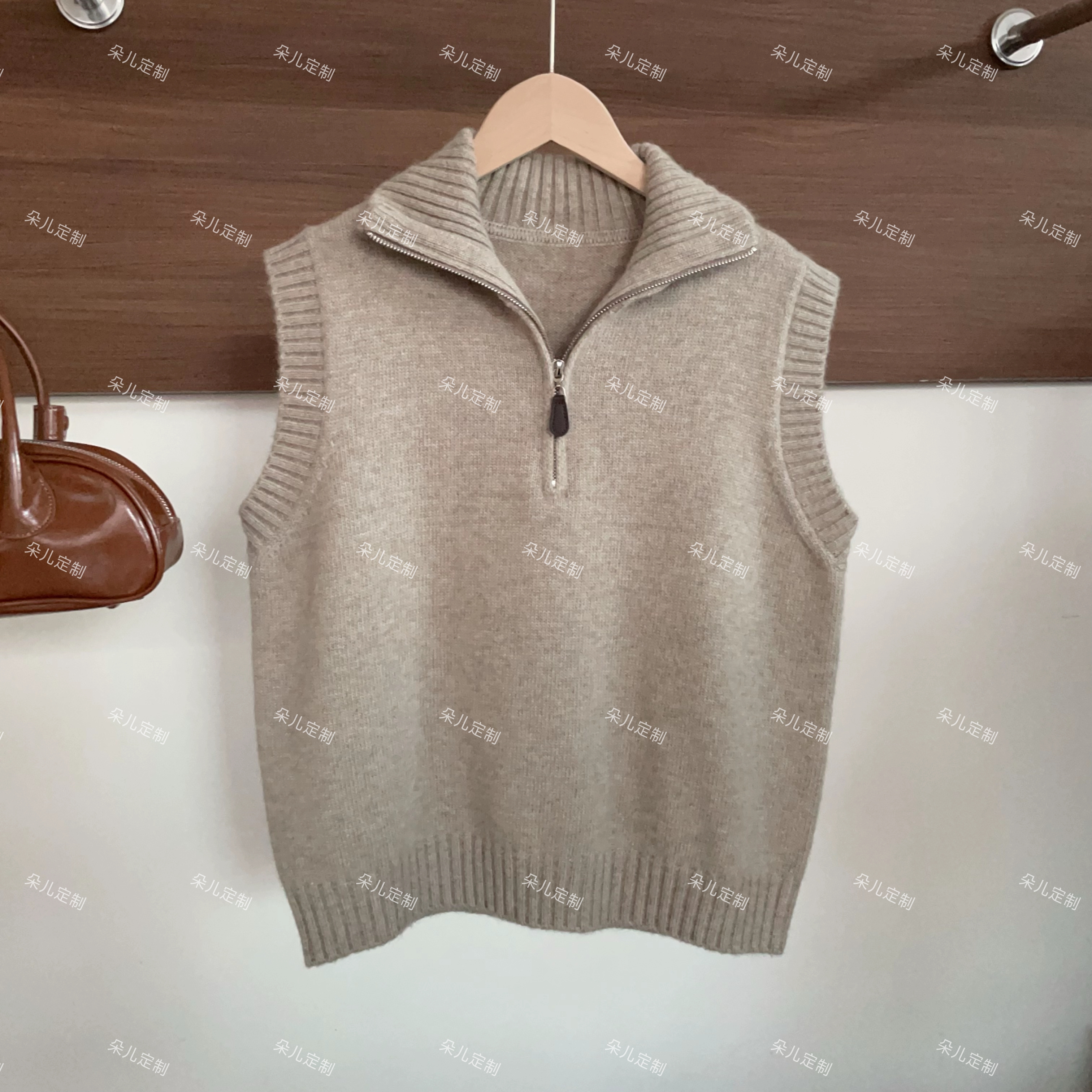 朵儿定制 【绮想】秋冬半拉链叠搭时尚绵羊毛兔毛马甲*** MD18