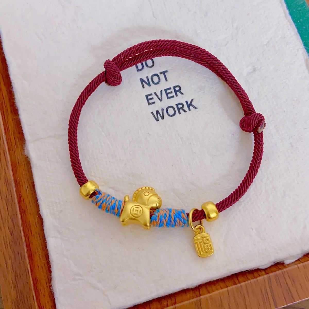 铜合金手链 新中式风格摇摇马红绳手链时尚美观