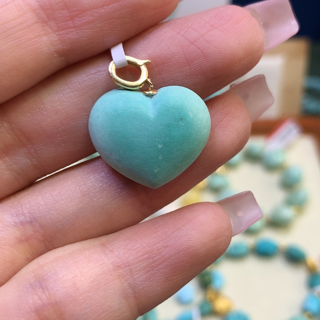绿松石18K金镶嵌吊坠