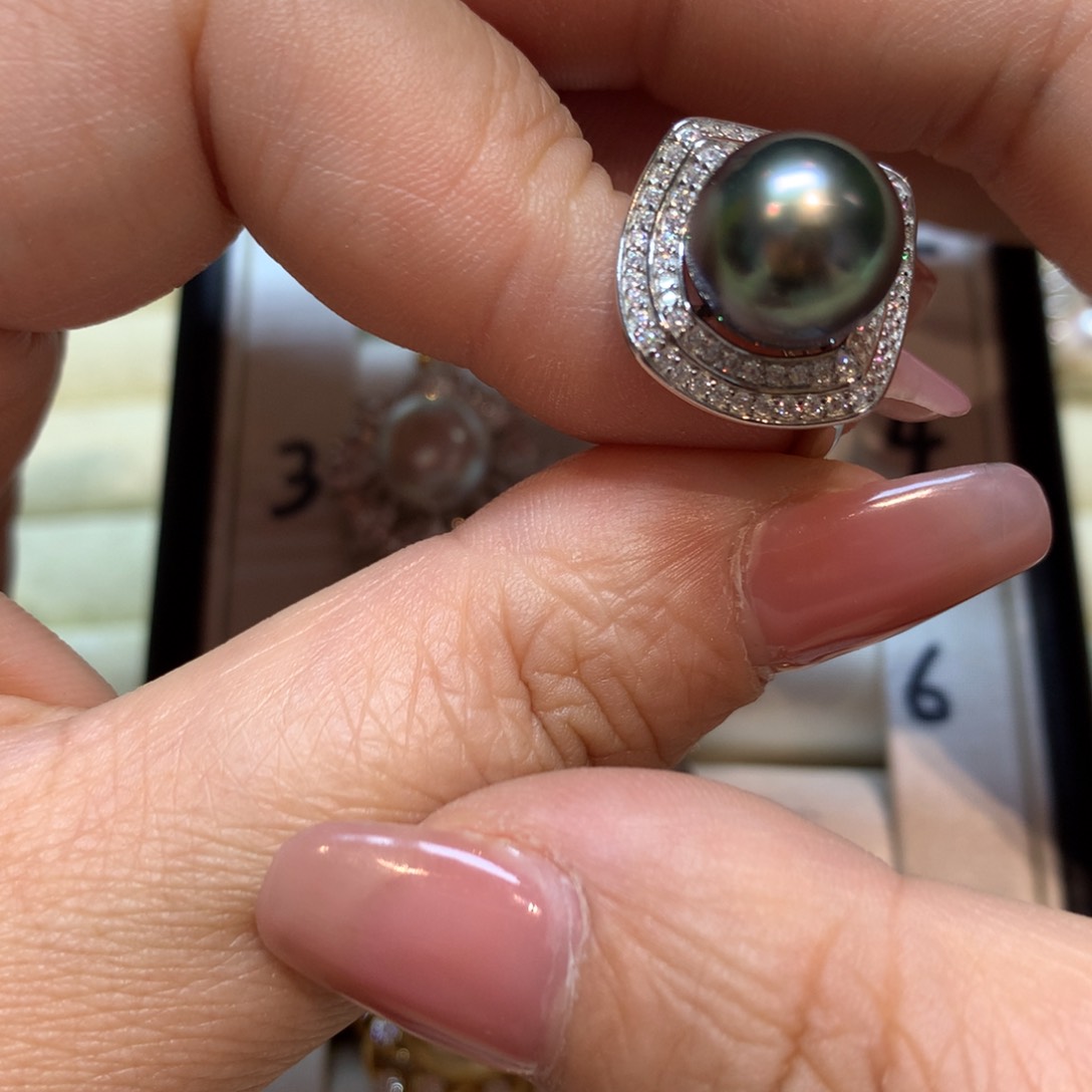海水珍珠戒指银S925镶嵌