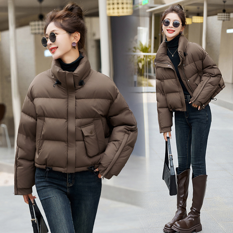 小个子短款羽绒服女2025年冬季加厚韩版宽松立领羽绒服设计感外套